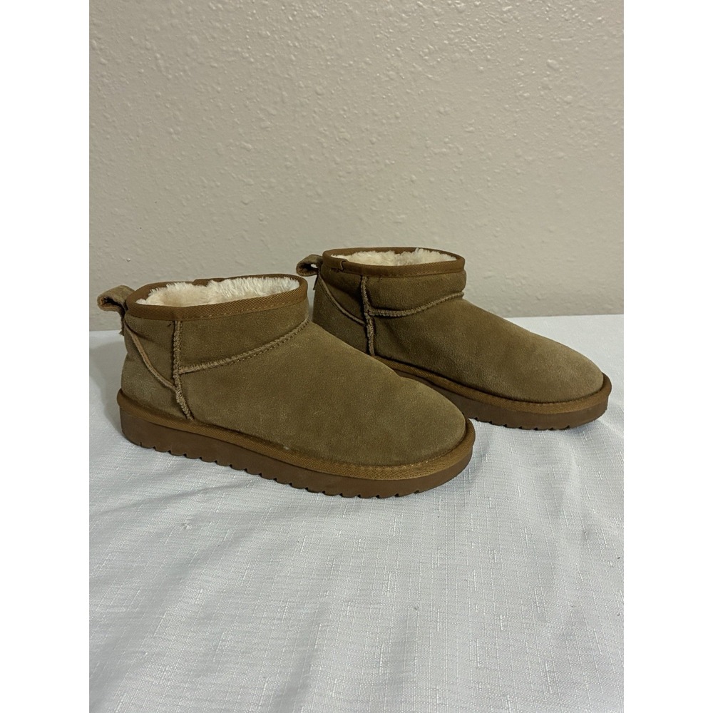 Cushionaire Women's Memory Foam Suede Ankle Booties Tan Genuine Suede